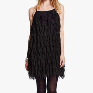 K by Kersh Feathered Mini Dress Black Racerback Swing Size M New